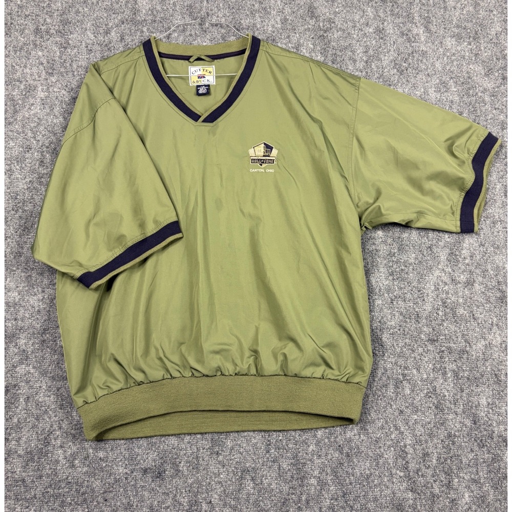 Cutter & Buck Pro Football Hall of Fame Windshirt Green Short Sleeve Mens Large